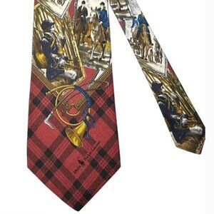 Vintage Polo Ralph Lauren Silk Neck Tie Horse Equestrian Dog Hunting Scene